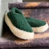 Merino Wool Slippers Dark Green