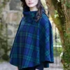 Mucros Tweed Poncho Navy and Green