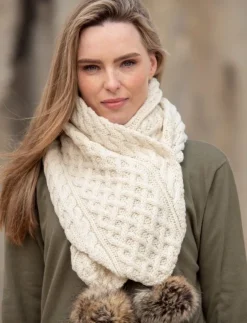 Natural Pom Pom Scarf