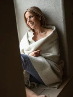 Natural Wool Eco Throw Ecru Herringbone