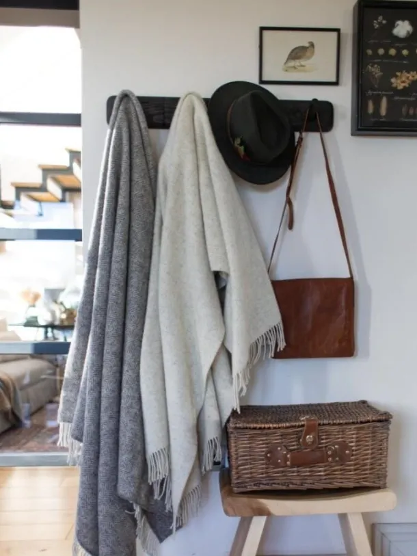 Natural Wool Eco Throw Ecru Herringbone
