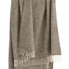 Natural Wool Eco Throw Pale Grey Herringbone