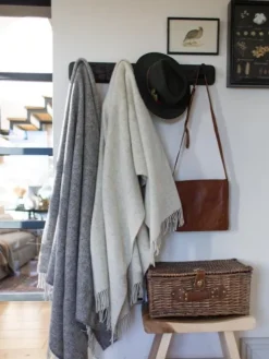 Natural Wool Eco Throw Pale Grey Herringbone