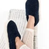 Navy Blue Wool Slippers
