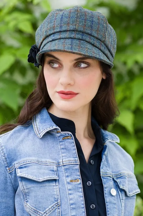 Newsboy Cap Green / Blue / Brown Check Col: 782