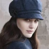 Newsboy Cap Navy Herringbone col.34