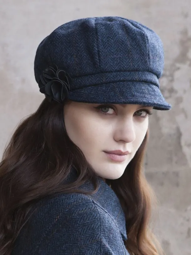 Newsboy Cap Navy Herringbone col.34