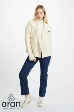 One Button Aran Ladies Cardigan