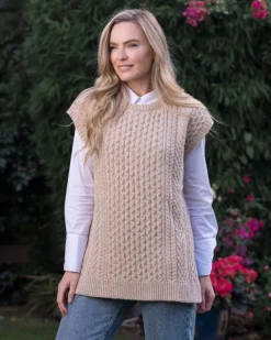 Oversized Aran Sweater Vest - Seashell