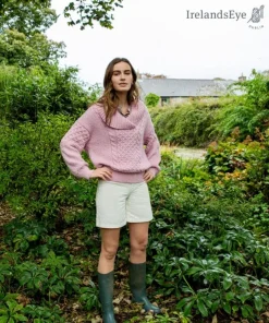 Oversized Shawl Collar Sweater Pale Pink