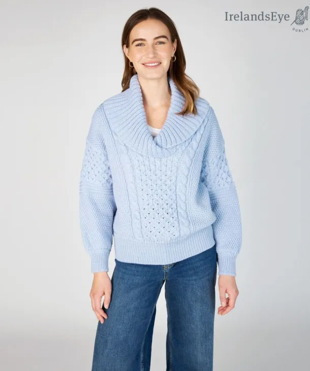 Oversized Shawl Collar Sweater Ice Blue