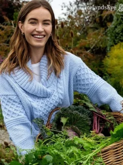 Oversized Shawl Collar Sweater Ice Blue