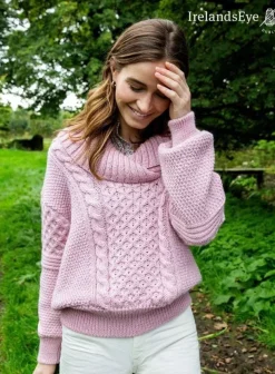 Oversized Shawl Collar Sweater Pale Pink