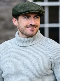 8 Piece Driving Cap Green Herringbone Col: 27