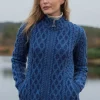 Plated Zip Cardigan Blue Marl