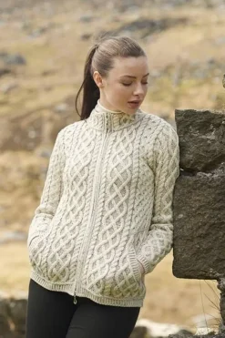 Plated Zip Cardigan Oatmeal