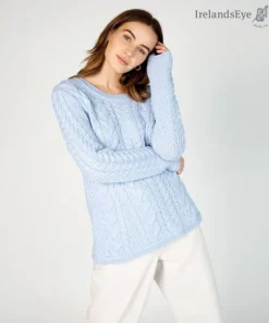 Primrose Aran Sweater Ice Blue
