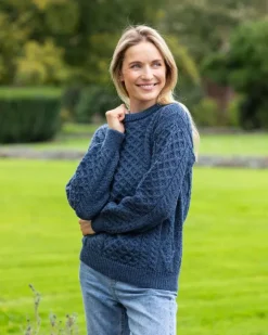 Pure Wool Aran Sweater Denim
