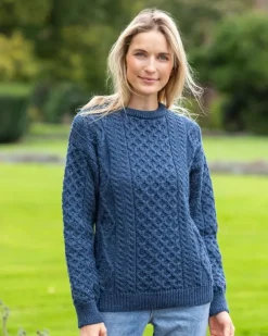 Pure Wool Aran Sweater Denim