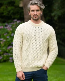 Pure Wool Aran Sweater Natural - Unisex