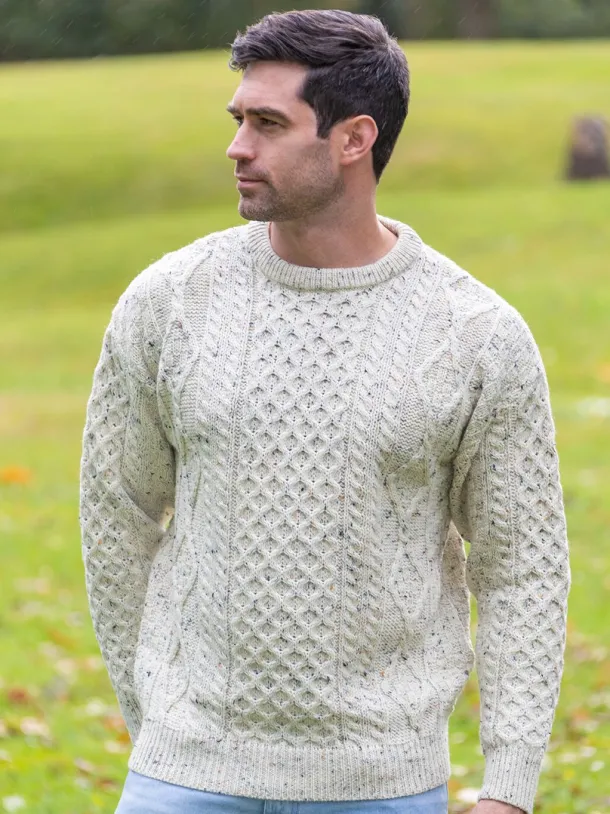 Pure Wool Aran Sweater Natural Fleck