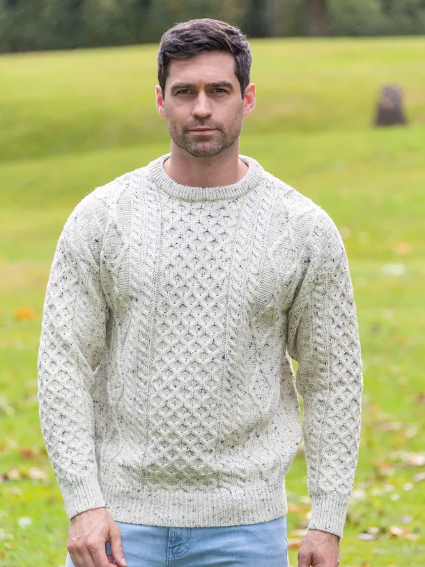 Pure Wool Aran Sweater Natural Fleck