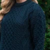 Pure Wool Aran Sweater Unisex Black Watch