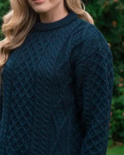 Pure Wool Aran Sweater Unisex Black Watch