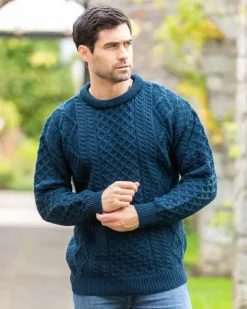 Pure Wool Aran Sweater Unisex Black Watch