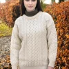 Pure Wool Unisex Aran Sweater Natural