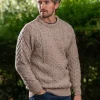 Pure Wool Unisex Aran Sweater Oatmeal Fleck