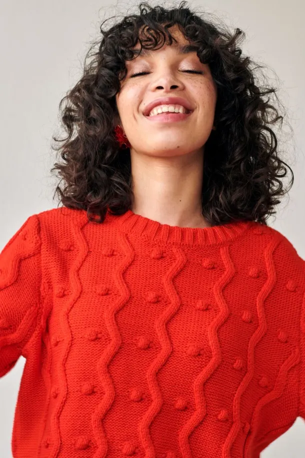 Red Bubble Sweater 100% Fine Merino Wool