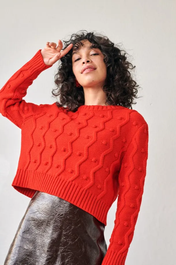 Red Bubble Sweater 100% Fine Merino Wool