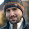 Rib Pullon Hat Charcoal with yellow/red band
