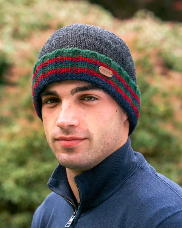 Rib pullon Turnup Hat Charcoal Green