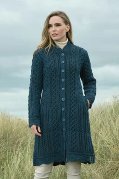 Scallop Edge Coat-Mallard Blue