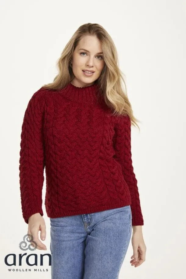Shaped Crew Neck Sweater Red