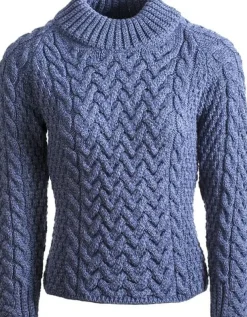 Shaped Crew Neck Sweater Merino Wool Denim Blue