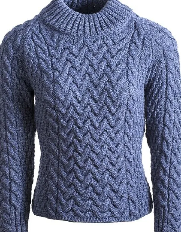 Shaped Crew Neck Sweater Merino Wool Denim Blue