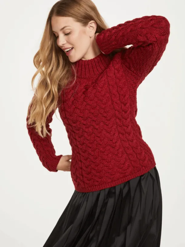 Shaped Crew Neck Sweater Red