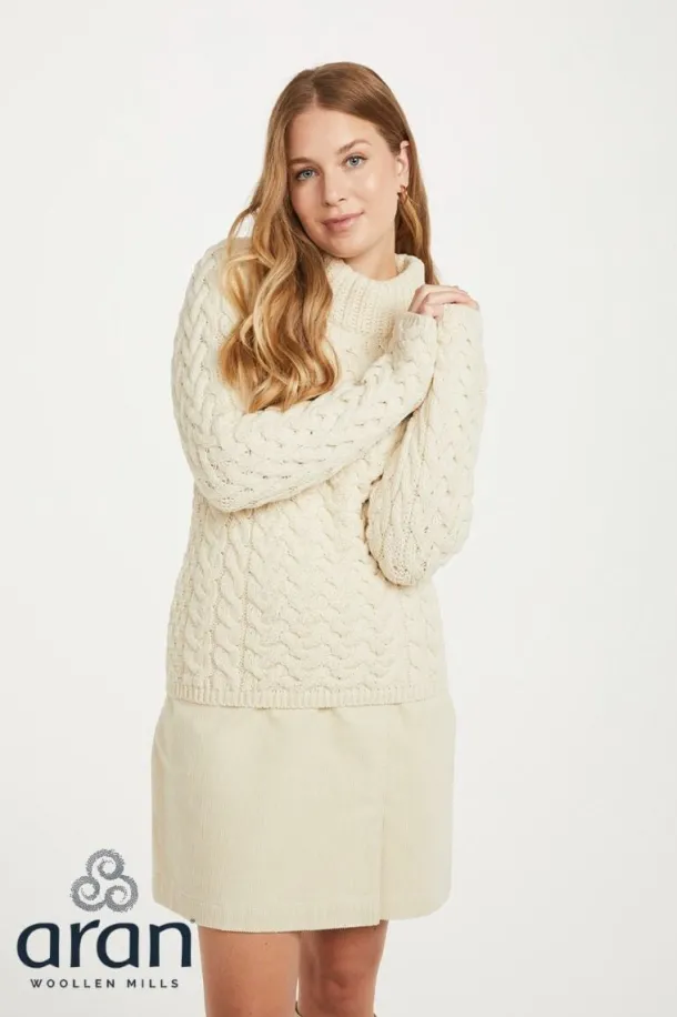 Shaped Crew Neck Sweater Merino Wool Natural