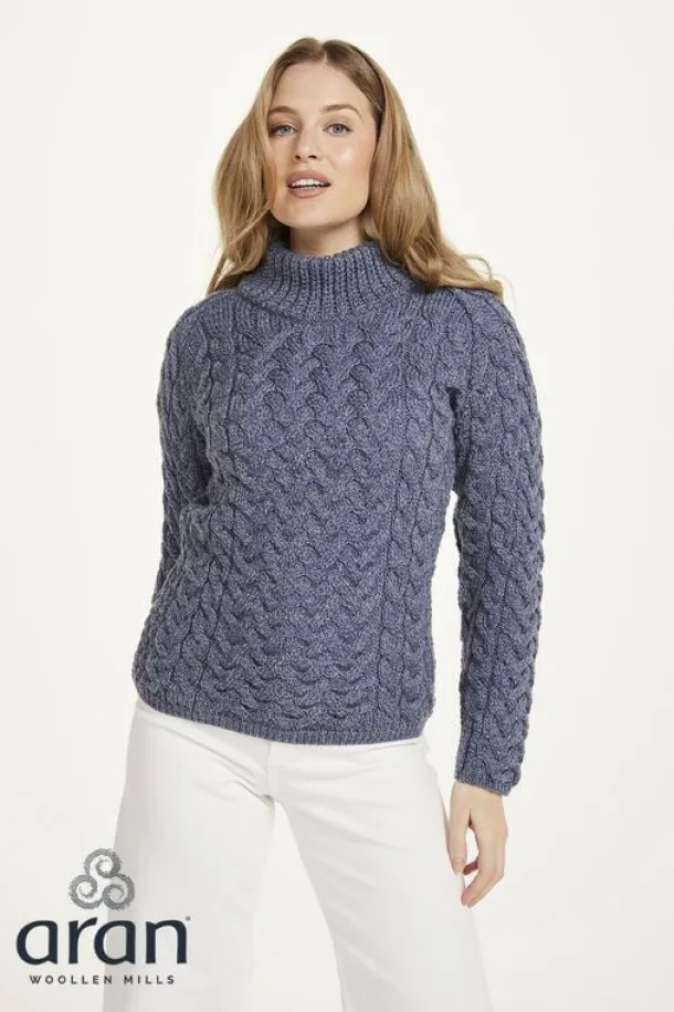 Shaped Crew Neck Sweater Merino Wool Denim Blue