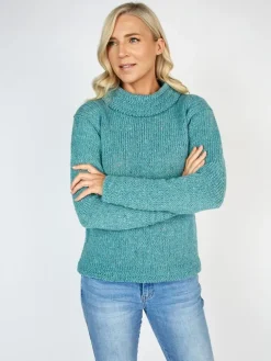 Shawl Neck Sweater Aqua