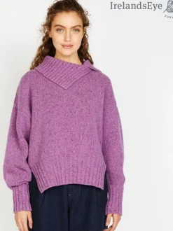 Slouchy Funnel Neck Sweater Lilac