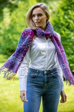 Suantrai of Ireland Scarf Open Weave Purple Fuschia