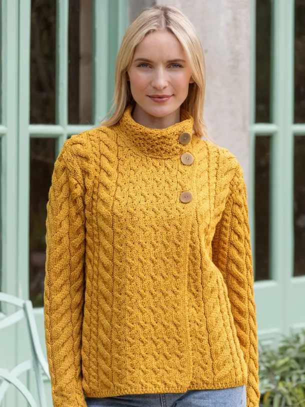Super Soft Aran Button Cardigan Sunshine