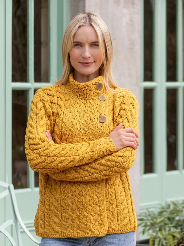 Super Soft Aran Button Cardigan Sunshine