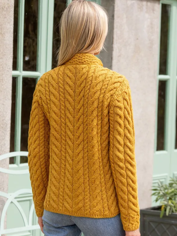 Super Soft Aran Button Cardigan Sunshine