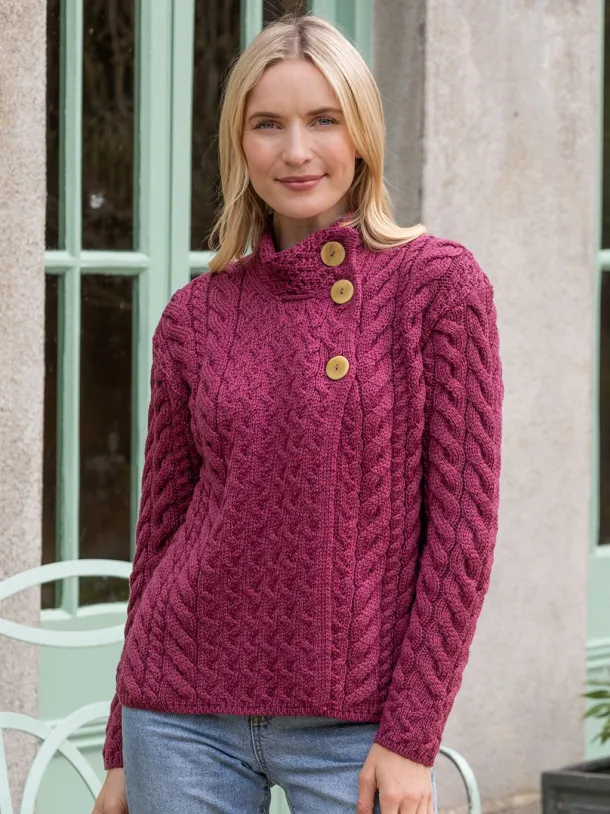 Super Soft Aran Button Cardigan Rose