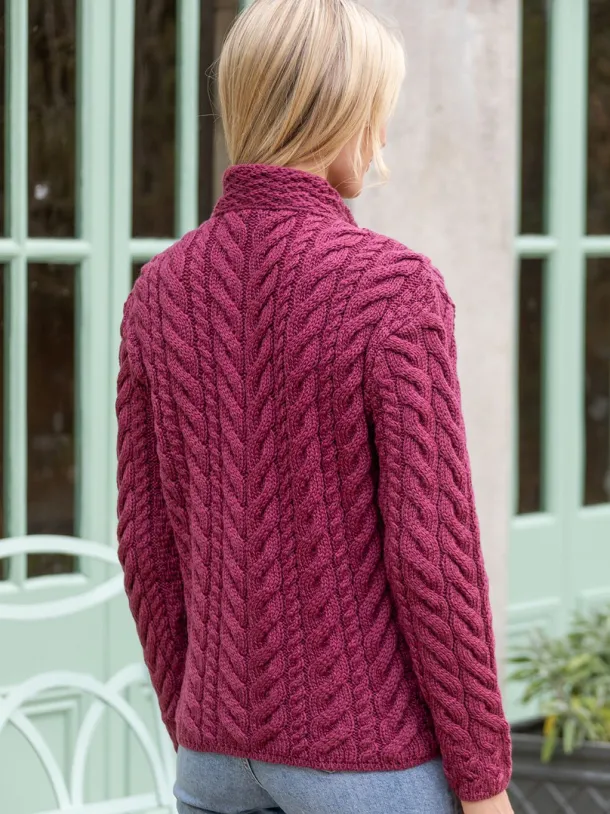 Super Soft Aran Button Cardigan Rose